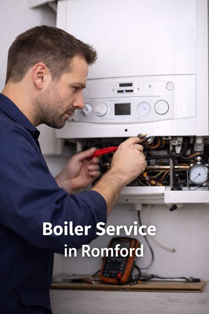 Technician servicing a boiler system.